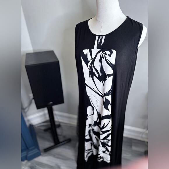Comfy USA Black and White Midi Dress Size Large - Picture 5 of 7